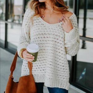 Free People Crashing Waves Chunky Knit Pullover
